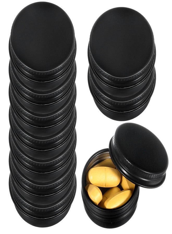ElevateTech Metal Pill Organizer Box, 10 Pcs Portable Pill Case Travel Aluminum Alloy Pills Container Box for Purse Daily Medicines Storage Boxes Round Aluminum Tin Jars Containers, 10 mL, Black - Image 1